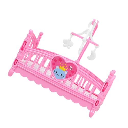 Kisangel Mini Babybett für Puppen Ergonomisches Cartoon Design Sichere Schlafumgebung Dekorative Miniaturmöbel für Puppenhaus DIY Spielset für Kindliche Fantasie und Motorikförderung von Kisangel