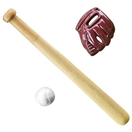 Kisangel Mini Baseball Set Teilig Harz Realistische Miniatur Baseballhandschuh und Schläger Dekoratives für Puppenhaus Kreatives Kinderspielzeug für Drinnen und Draußen von Kisangel
