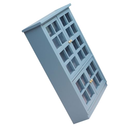 Kisangel Mini Cabinet Bücherregal Modell Dekorativer Miniatur Schrank Nebelblau Langlebiges Puppenhaus Zubehör für Miniaturhaus Küche und von Kisangel