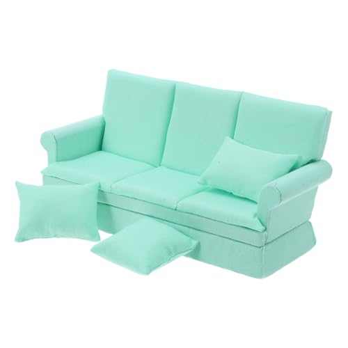 Kisangel Mini Doll House Sofa Miniatur-puppenstubencouch Puppenstubensessel Puppenmöbel Modellcouch Miniatursofa Für Puppenhaus Puppenstubencouch Mit Kissen Mini Couch Himmelblau Polyester von Kisangel