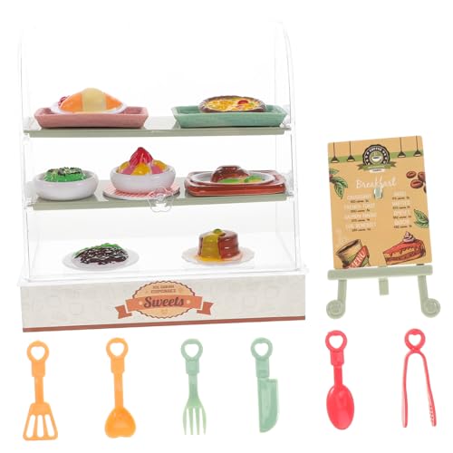 Kisangel Mini-Donut-Ständer Puppe Miniatur klein winzig Creme Mini-Laden Spielzeugnahrung Süßigkeiten-Display Gebäckvitrine Brot Vitrine Backwaren-Ausstellung Plastik von Kisangel