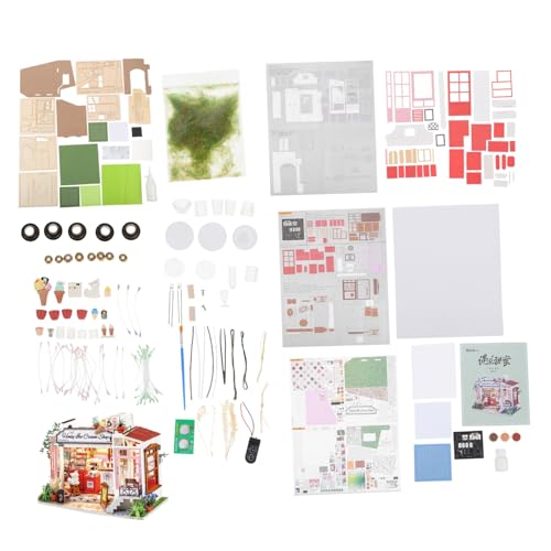 Kisangel Mini-Hausmodell Spielhaus Kinderspielzeug Bauen zusammen Miniatur-Szenenset Miniaturhaus -Kits kleines selber Machen Mini House Kits hölzern von Kisangel