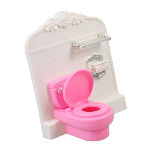 Kisangel Mini Haustoilette Puppenhaus DIY Kleines Puppenhaus Miniatur Badezimmer Ersatz Toilettenpapier Puppenhauszubehör Toilettenschüssel Rollenspiel Toilette Mini Töpfchen von Kisangel