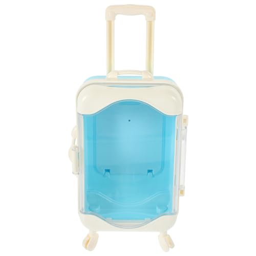 Kisangel Mini-Koffer Blauer Mini-Rollkoffer aus Kunststoff Mini-Trolley mit Transparentem Deckel für Puppenhaus-Partygeschenke von Kisangel