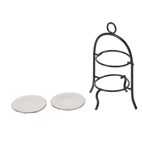 Kisangel Mini Küchenornamente Puppenhaus Dekoration Kleiner Kuchenständer Miniatur Dessertturm Dekorativer Cupcake Turm Kleines Lebensmittelzubehör Mini Lebensmittelständer Metall von Kisangel