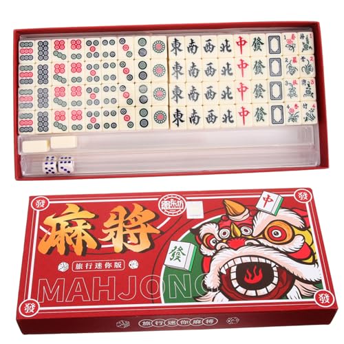 Kisangel Mini Mahjong Set Kompakt Leicht Reise Tischspiel Chinesisches Mahjong Spielset für Familie Freunde Party Tragbar Langlebig Einfache Handhabung von Kisangel