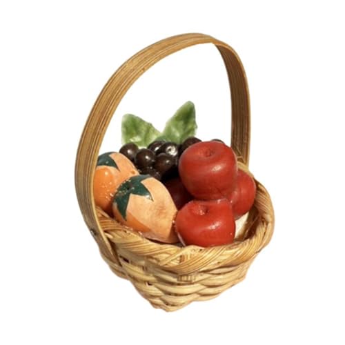 Kisangel Mini Obstkorb Spielzeug Lebensechter Miniaturfruchtmodell Für Dollhouse Decor Kinder Spielen Lebensmittel Set Realistische Obstdekoration Für Home Office School Und Party von Kisangel