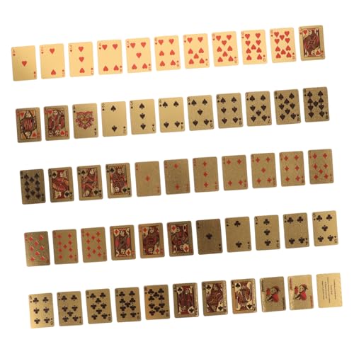 Kisangel Mini Pokerkarten Tragbare Robuste Spielkarten aus Papier und Kunststoff Realistische Spielzeugkarten für Puppenhäuser für Partyspiele und Reisen Goldfarbenes Design von Kisangel