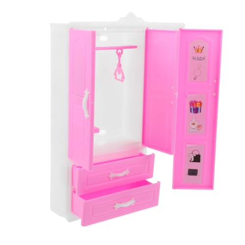 Kisangel Mini Princess Garderobe Mini-puppenhausmöbel Schlafzimmermöbelzubehör Miniatur Kleiderschrank Für Puppe Puppenhaus Plastik Rosa von Kisangel