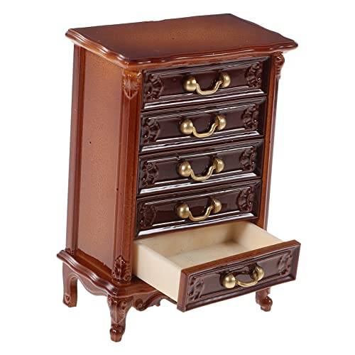 Kisangel Mini Puppenschrank aus Holz Miniatur Möbel für Puppenhaus Kleines Dekoratives Schränkchen Geeignet als Mini Haus Kommode für Miniatur Wohnaccessoires von Kisangel