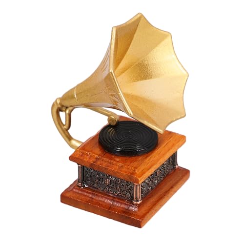 Kisangel Mini Retro Phonograph Modell Exquisites Miniatur Grammophon für Puppenhaus Deko Vintage für Mini House und Landschaftsszenen als Wohndekoration von Kisangel