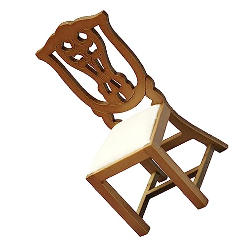 Kisangel Mini-Stuhl Möbel Miniaturen Stühle Miniaturspielzeug Mini-hausverzierung Mini-bürostuhl Basteln Stuhlmodell Miniaturmodell Mini-hausstuhl Holz Brown von Kisangel