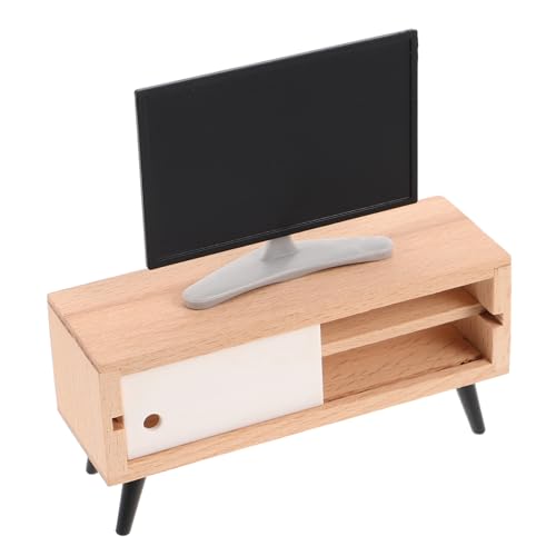 Kisangel Mini-TV puppenhaus Fernseher Fernseher LCD Display Fernseher für Puppen Wohnzimmer Mini Modell Vintage-Fernsehmodell Puppenhausfernseher Mini-Fernseher Holz von Kisangel