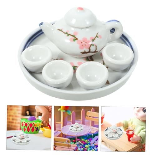 Kisangel Mini Tee Set Spielset für Realistische Puppenhaus und Tassen Leichtes Langlebiges Kinderspielzeug für Mini Haus Dekoration und Teeparty Rollenspiele Zufällige Zufällige Farbe von Kisangel