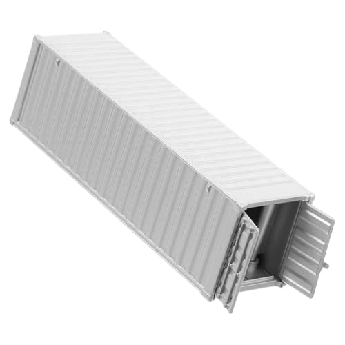 Kisangel Mini Truck Container Modell LKW Spielzeugzubehör Realistischer DIY Miniatur Anhänger für Pädagogisches Fahrzeugmodell Silberfarben ohne Aufdruck Kleines Transportspielzeug von Kisangel