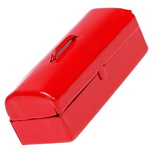 Kisangel Mini-blechdose Dekoratives Miniaturspielzeug Miniatur-werkzeugkasten Kleines Kinderspielzeug Werkzeugkoffer Mini Mini-hausverzierung Miniatur-möbeldekor Rot Eisen von Kisangel