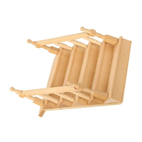 Kisangel Mini-kleinmöbeltreppe Mini-puppenhausmöbel Realistisch Anzeige Miniaturen Treppenminiatur Puppenhaustür Treppenmöbel Puppenhaustreppe Khaki Hölzern von Kisangel
