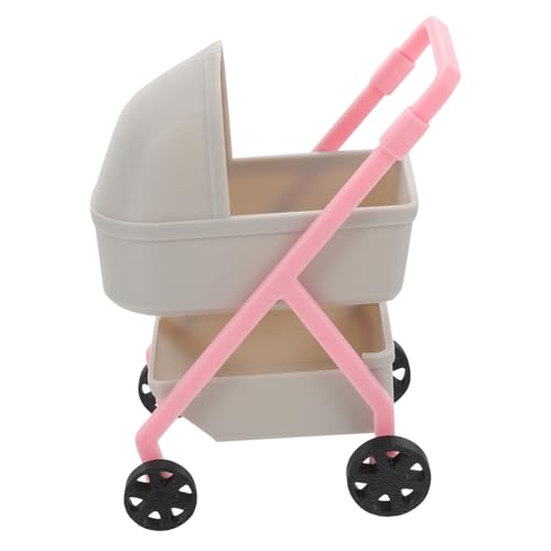 Kisangel Miniatur Babywagen aus Stabilem Kunststoff Detailgetreuer Puppenwagen für Realistisches für Rollenspiele und Puppenhausdeko Kleines Graues Modell von Kisangel