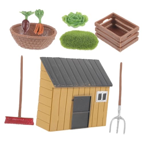 Kisangel Miniatur Bauernhof Modell aus Kunststoff Langlebiges Mini Haus Farm mit Realistischen Details Pädagogisches Bastelset für Dekoratives Puppenhaus Zubehör für Garten und Innenräume von Kisangel