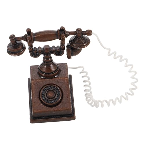 Kisangel Miniatur-Dinge -telefone Alt Vor, Spiel Zu Puppenhaus Miniaturen Zubehör Stütze Mit Wählscheibe Antiquität Szene Prop-Telefon Legierung Dark Brown von Kisangel