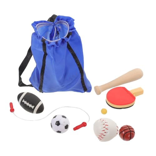 Kisangel Miniatur Dollhouse Sportausrüstung mit Mini Basketball Fußball Tischtennis Robust und Maßstabsgetreu Vielfältiges Mini Sportset für Puppenhaus und Fotorequisiten von Kisangel
