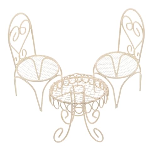 Kisangel Miniatur Gartentisch und Stühle Mikrolandschaft Miniaturmöbel DIY Kreative Dekoration für Puppenhaus und Fotorequisiten von Kisangel