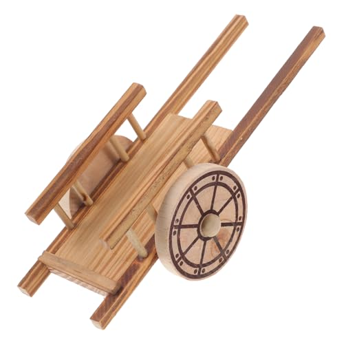Kisangel Miniatur Handwagen Modell aus Naturholz Kleines Gartenwagen Dekoratives Miniatur Trolley Modell für Puppenhaus Schreibtisch und Wohnraumdekoration von Kisangel