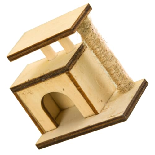 Kisangel Miniatur Haustierhaus aus Holz Verschleißfest Zierliches Katzen Kratzbrett Mini Deko für Puppenhaus Multifunktionale Wohnzimmerschmuck Leicht und Tragbar für Micro Landschaft und von Kisangel