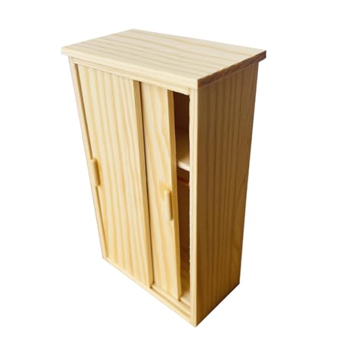Kisangel Miniatur Holzwandschrank für Puppenhaus Vintage Miniaturmöbel Dekorativer Kleiderschrank Kindgerechtes Kreatives Sammelobjekt Hellgelb Vielseitig Nutzbar für Puppenhaus und von Kisangel