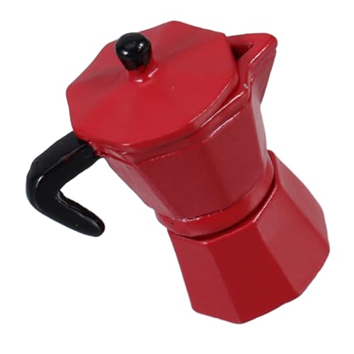 Kisangel Miniatur-Kaffeekanne Modell Puppenhaus Mini-Kaffeemaschine Spielzeug Legierung Rollenspiel Für DIY-Minihaus Küchenzubehör Rot von Kisangel
