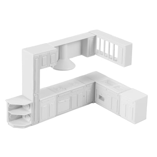Kisangel Miniatur Küchenmöbel mit Herd und Spüle Puppenhaus Dekoration Robuste Realistische Sandtisch Modellküche für Fotorequisiten und Mikro Landschaft Leicht und Detailreich von Kisangel