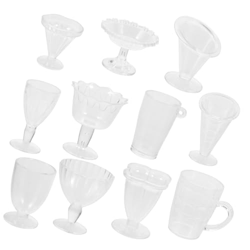 Kisangel Miniatur Mini Becher für Puppenhaus Transparente Mini Weinbecher Realistische Dekoration Langlebig und Bruchsicher Geeignet für DIY Basteln und Miniaturhäuser von Kisangel
