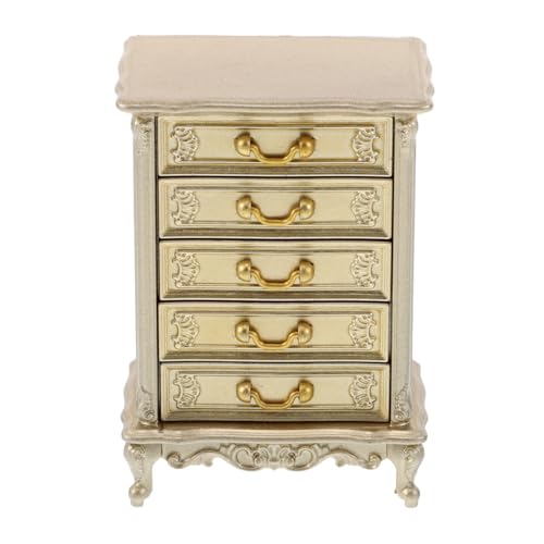 Kisangel Miniatur Möbel Vintage Kommode Modell Kunststoff Retro Schrank für Puppenhaus Langlebig Detailreich Passend für Schlafzimmer und Wohnzimmer Zubehör von Kisangel