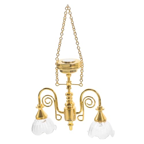 Kisangel Miniatur Möbelleuchte Doppelkopf Blütenform Vintage Hängelampe für Puppenhaus Goldene Deckenlampe Miniaturbeleuchtung für Kreative Projekte und Gemütliche Kisangel Miniatur Möbelleuchte Doppelkopf Blütenform Vintage Hängelampe für Puppenhaus Goldene Deckenlampe Miniaturbeleuchtung für Kreative Projekte und Gemütliche von Kisangel