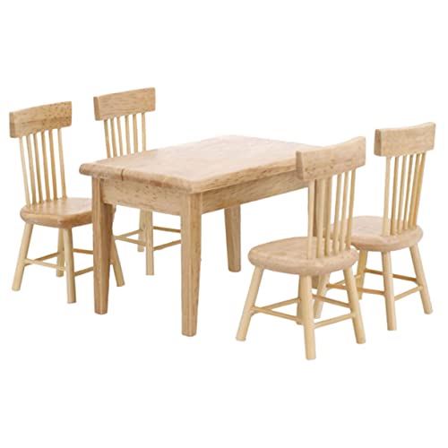 Kisangel Miniatur Möbiliar Set Tisch und Stühle aus Holz für Puppenhäuser Dekoration für Miniaturlandschaften und Kinderzimmer Lebensechte Detailtreue für Kreative Szenen von Kisangel