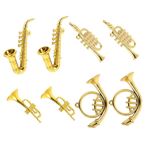 Kisangel Miniatur Musikinstrument Modell Teiliges Puppenhaus Zubehör mit Trompete und Saxophon für Kreative Miniaturdekoration und Fotorequisiten von Kisangel