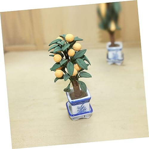 Kisangel Miniatur Orange Baum Figurine Kleine Keramik Bonsai Topfpflanze für Puppenhaus Mikro Welt Tischdekoration Langlebig Stabil von Kisangel