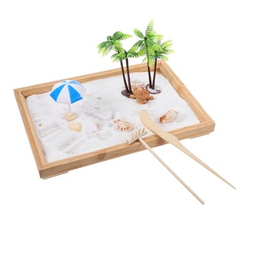 Kisangel Miniatur Ozeansandspiel mit Meeresfiguren Stressreduzierendes Sand Tray für Büro und Zuhause Mini Sandbox Garten Dekoration Meditatives Zen für Erwachsene von Kisangel