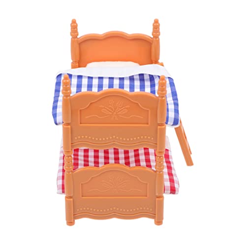 Kisangel Miniatur Puppenhaus Doppelstockbett DIY Kinderzimmer Dekoration Stabiles Modell mit Glatter Oberfläche Langlebiges Puppenhaus Zubehör für Jungen und Mädchen von Kisangel