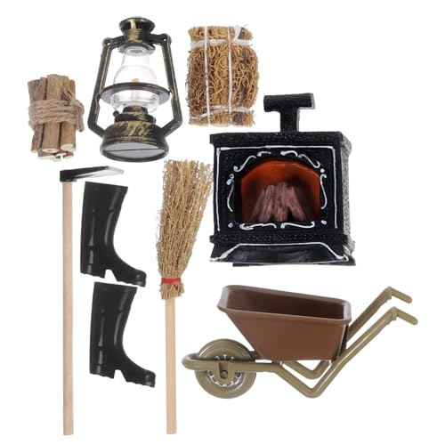 Kisangel Miniatur Puppenhaus Kamin Holzscheite Authentisches Kleines Dekorationsset für Puppenmöbel Realistische Mini Farm Szenenlayout Requisite für DIY Sandtisch und von Kisangel
