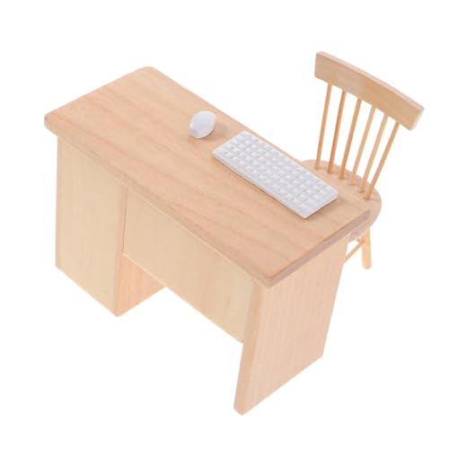 Kisangel Miniatur Puppenhaus Möbel Authentische Miniatur Büro Tisch und Stuhl Realistische Tastatur Maus Modelle Kompatibel für Puppenhaus Study Tragbar und Langlebig Kreatives von Kisangel