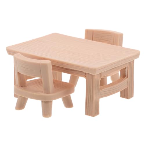 Kisangel Miniatur Puppenhaus Möbel Set Teiliges Resin Tisch und Stühle Rosa Weiß Detailreiche Miniaturmöbel für Puppenhaus Dekoration Landschaft und DIY Bastelprojekte von Kisangel