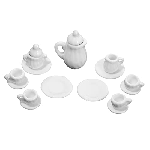Kisangel Miniatur Puppenhaus Teeservice aus Keramik Teiliges Miniatur Geschirrset mit und Tasse Detailgetreu und Langlebig Geeignet als Puppenhaus Dekoration und Zubehör von Kisangel