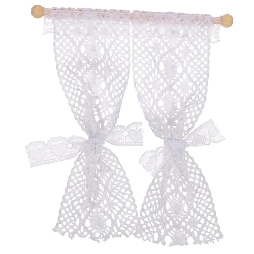 Kisangel Miniatur Puppenhaus Vorhang Miniatur Fensterdekoration Romantischer Mini Haus für Miniaturzimmer Fotorequisit Feines Material von Kisangel