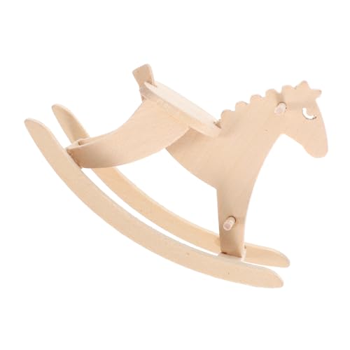 Kisangel Miniatur Schaukelpferd DIY Holzmodell Puppenhaus Stuhl Bemalbar Leichtes Holz Kreative Handarbeit Dekoration Puppenmöbel Zubehör von Kisangel