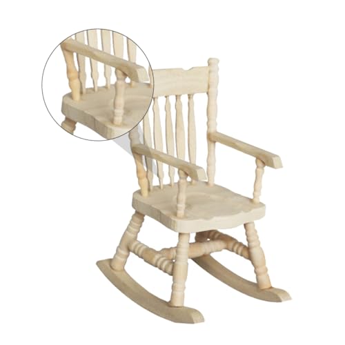 Kisangel Miniatur Schaukelsessel für Puppenhaus Handgefertigtes Möbelstück aus Echtem Holz Dekorative Figur für Stilvolle Miniaturlandschaften Kreativität und Fantasie Langlebig und von Kisangel