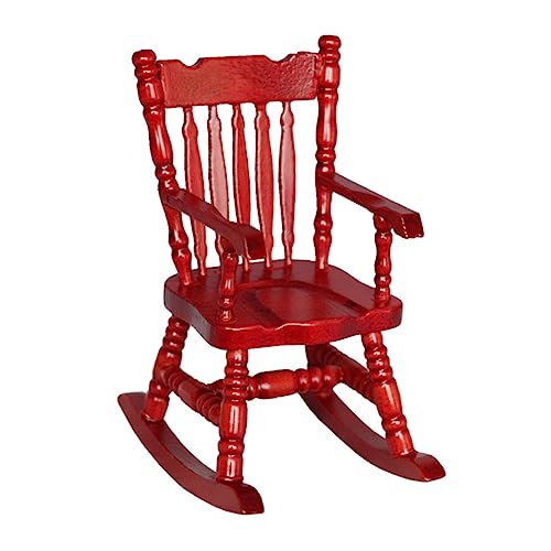 Kisangel Miniatur Schaukelstuhl Modell für Puppenhaus Holz Rocking Chair Zubehör für Mini Home Realistisches Design für Dekoration von Kisangel