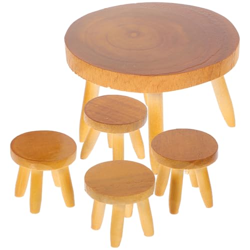 Kisangel Miniatur-Tisch- Und Stuhlset Aus Holz: Puppenhausmöbel- Vintage-Miniatur-Essset Für Kreatives Spielen Und Mikro-Gartengestaltung Für Kinder Kisangel Miniatur-Tisch- Und Stuhlset Aus Holz: Puppenhausmöbel- Vintage-Miniatur-Essset Für Kreatives Spielen Und Mikro-Gartengestaltung Für Kinder von Kisangel