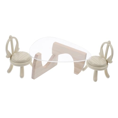Kisangel Miniatur Tisch und Stühle aus Acryl Realistische Puppenhaus Möbel Dekoratives Teiliges Ensemble für Puppenhaus Esszimmer Glatte Oberfläche Detailgetreues Miniaturmodell von Kisangel