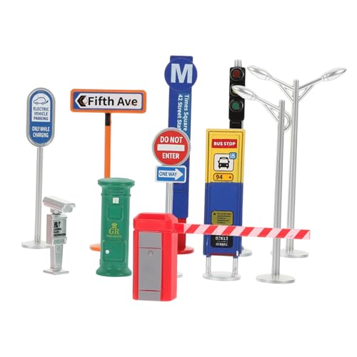 Kisangel Miniatur Verkehrszeichen Spielset für Lehrspielzeug mit Realistischen Farben Strapazierfähigem Material und Vielseitiger Verwendung für Kindergarten und Verkehrserziehung von Kisangel
